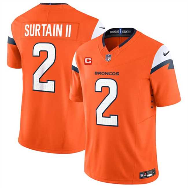 Men & Women & Youth Denver Broncos #2 Pat Surtain II Orange 2024 F.U.S.E. With 1-Star C Patch Vapor Limited Stitched Jersey